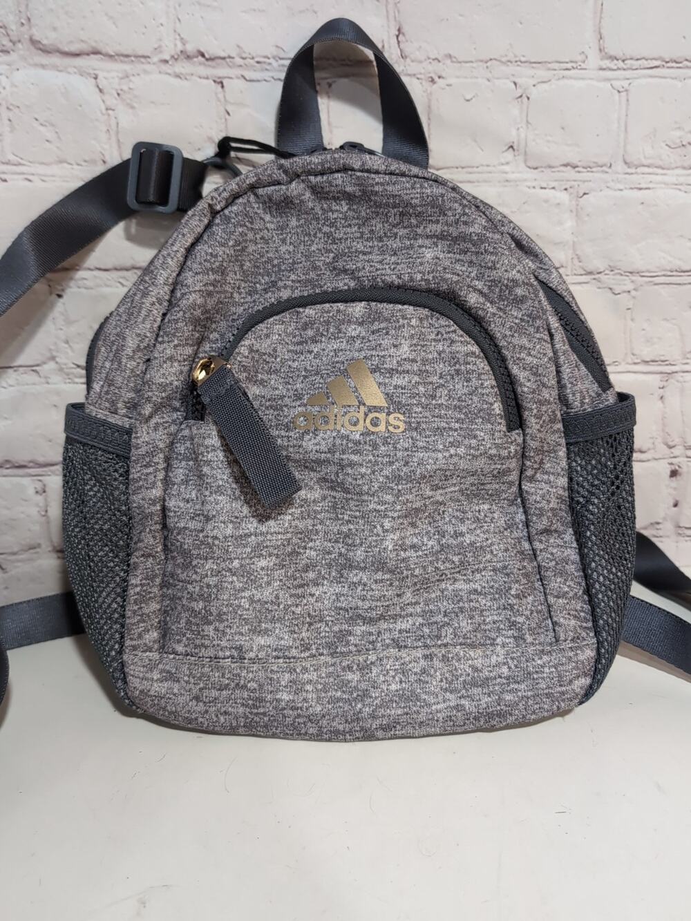 Adidas Linear Mini Backpack Heathered Gray Adidas Travel Bag Adjustable Straps